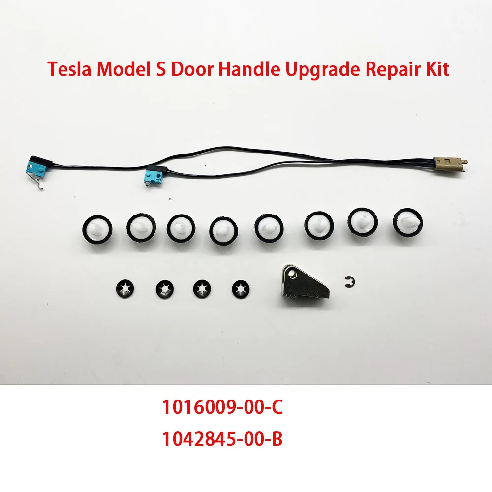 

For Tesla Model S Door Handle Upgrade Repair Kit Microswitch Harness 1016009-00-C Handle Paddle 1042845-00-B w/ Door Panel Clips