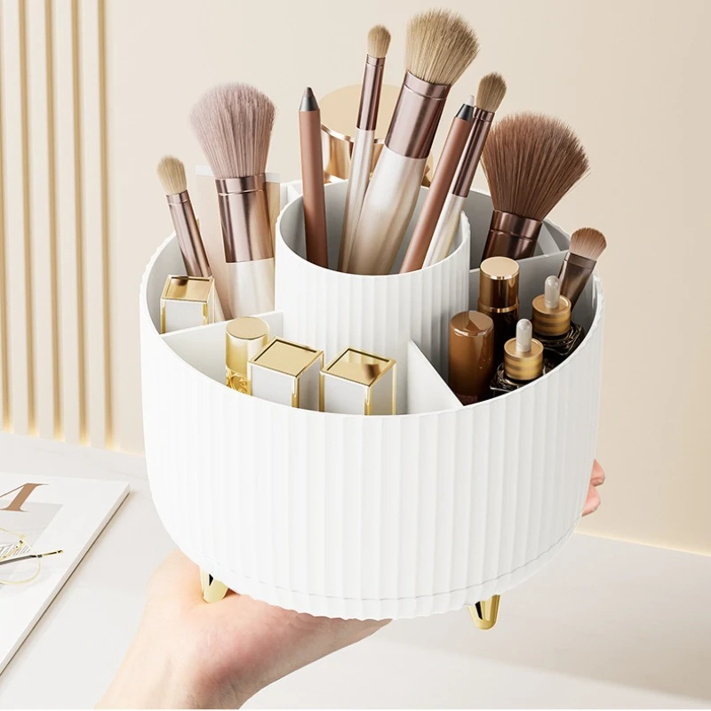 Desktop Rotating Makeup Organizer Box Multifunctional Cosmetic Storage Holder Compartments Lipstick Skincare Jewelry Pen Holder