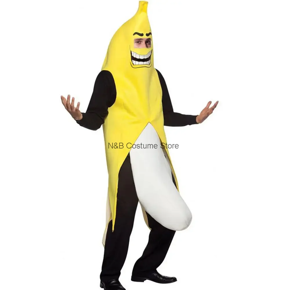 

New Funny Fruit Banana Costume Men Cosplay Adult Fancy Dress Novelty Halloween Christmas Carnival Party Costume