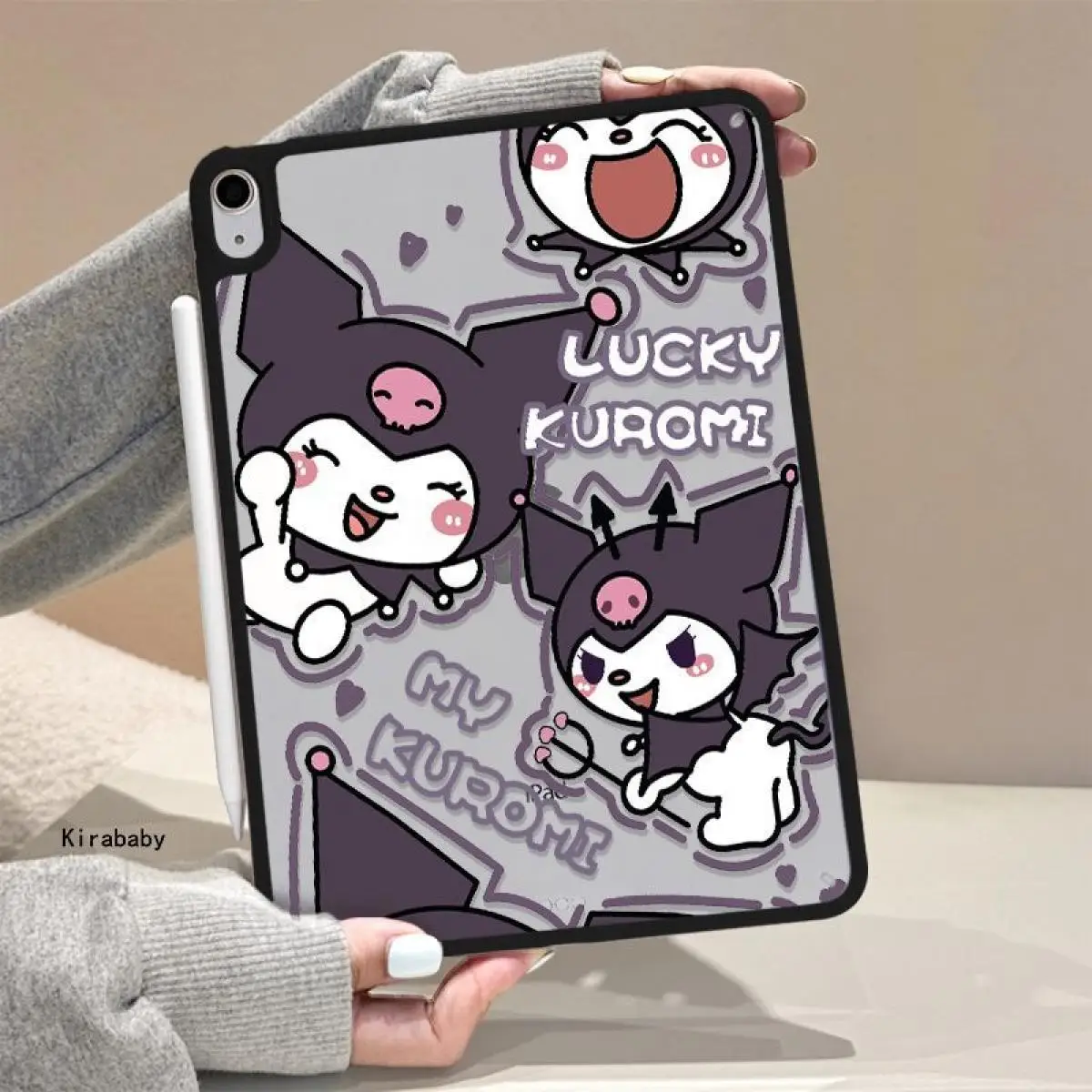 

Sanrio Kuromi мультяшный акриловый чехол для iPad 11 Kawaii односторонний тонкий открытый новый принт девчачье сердце студенческий чехол для планшета Apple
