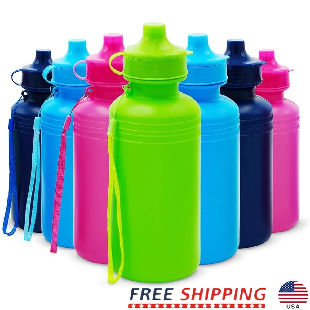 

Bulk Kids Water Bottles 12 Pack Squeeze Plastic BPA Free Travel Outdoor Sports Party Favor Gifts