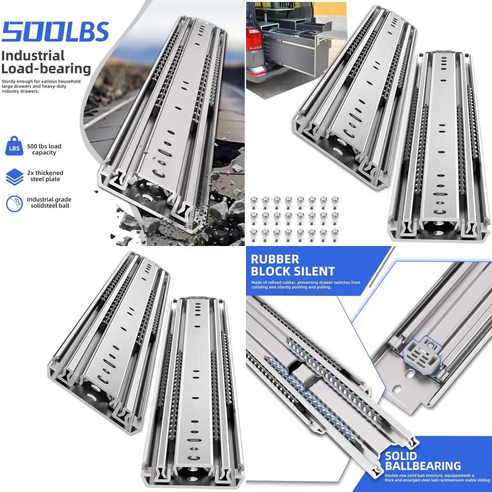 

Усиленные направляющие для выдвижных ящиков, грузоподъемность 227 кг, ширина 76 мм, для шкафов и инструментальных ящиков, удлинение на 20 см