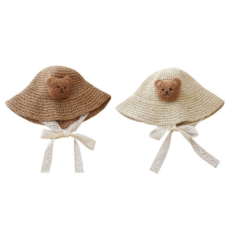 

2022 New Infant Straw Hat Baby Beach Hat Sun Protection Headwear Handwoven Large Brim for Infant Age0-2 Baby Photography