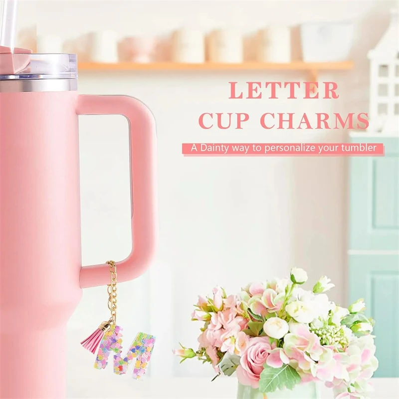 Letter Charm Accessories for Stanley Cup 1 PCS Cute Initial Keychain Handle Charm for Stanley Tumbler for Women Girls - view 5