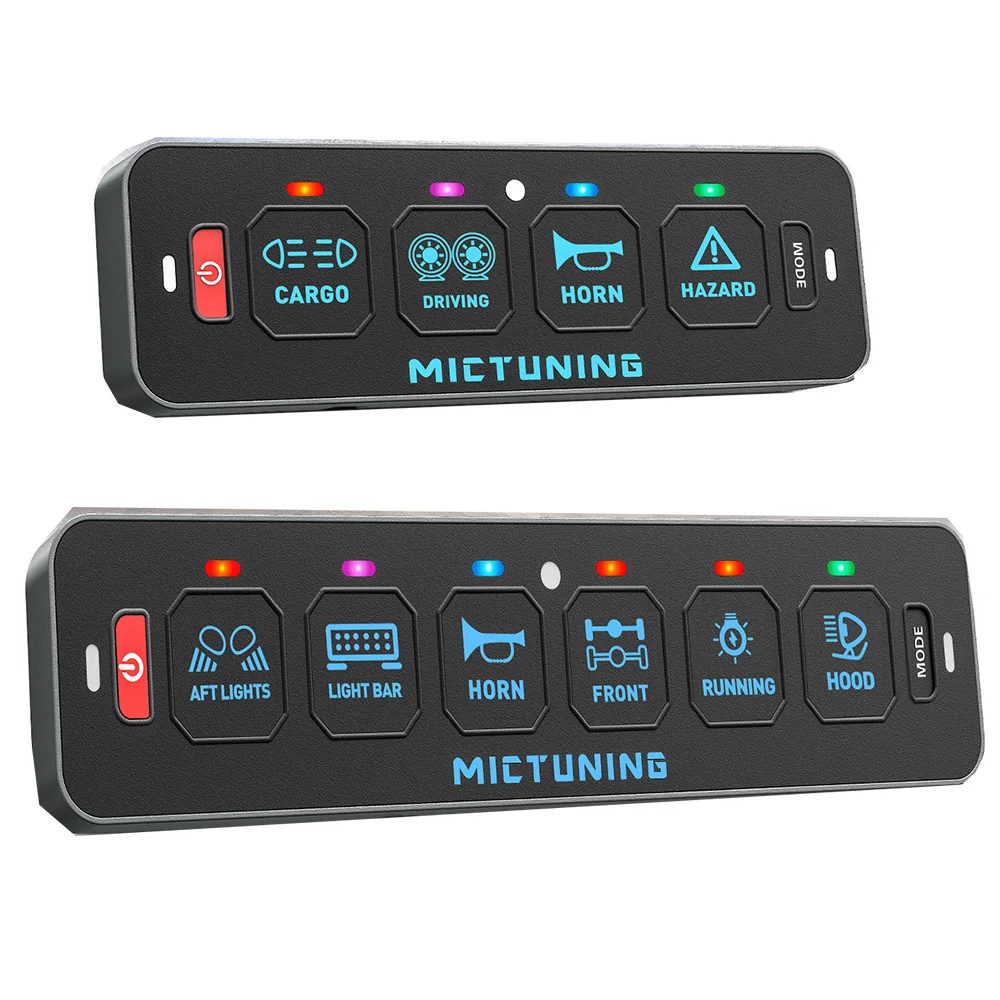 MICTUNING 4/6-Pod Switch Panel with App and Mini Remote Control, Featuring RGB Auto-Dimming Backlighting for Off-roads SUVS UTVS