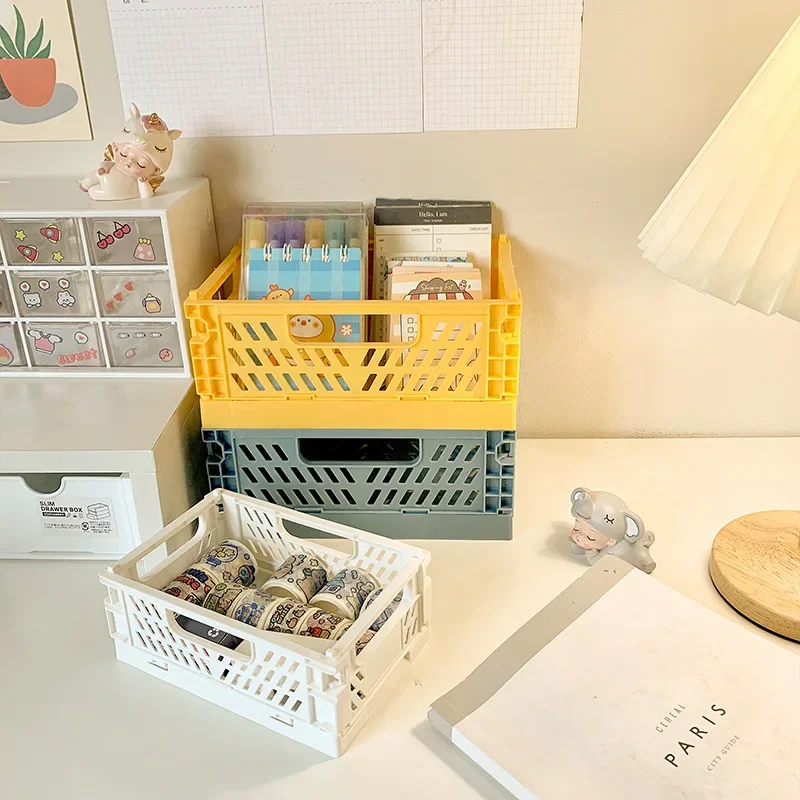 

Desktop storage basket Folding storage basket Snack stationery Cosmetics Sundries storages baskets