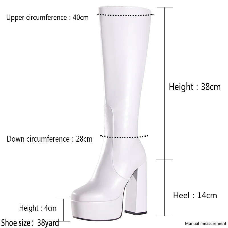 Platform Boots Women Shoes 2024 Winter Chunky Heels Women\'s Knee High Boots Square Toe Punk Boots Botas De Mujer