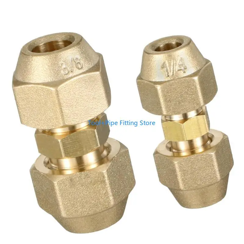 F92B 2Pcs Air Conditioning Screw Connection Joint 3/8Inch and 1/4Inch Pipe Butt Joint