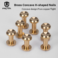 WUTA 2pcs Solid Brass Chicago Screws Nail Concave Head Rivets Durable for Belt Wallet Band Leather Craft Hardware Fasteners