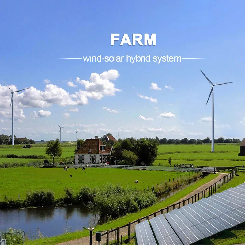 Farm Use Off Grid 3kw 5000w Wind Solar Hybrid System z falownikiem i akumulatorem