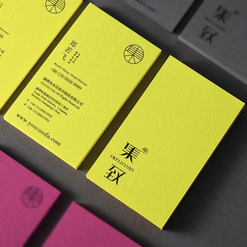 Kartu Nama Khusus Pencetakan dua sisi penuh warna Warna-warni Multi-warna dalam Sistem Warna Macaron Timbul Debossed