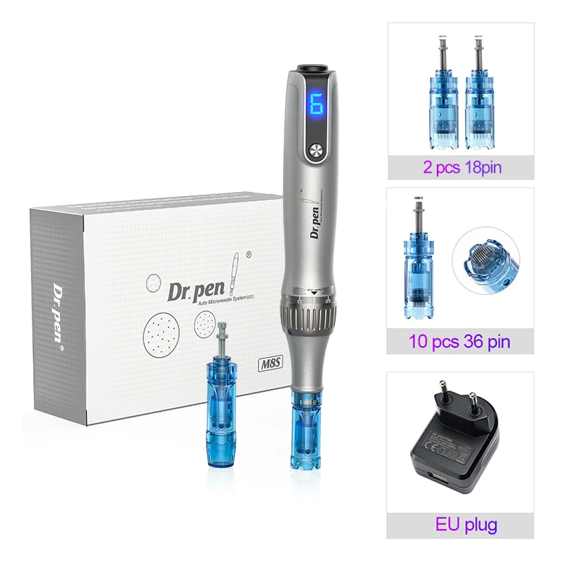 Dr. pen Ultima M8S Draadloze Professionele Derma Pen met 12-naald voor Haargroei Microneedle Therapie Anti Terugstroom Micro Pen