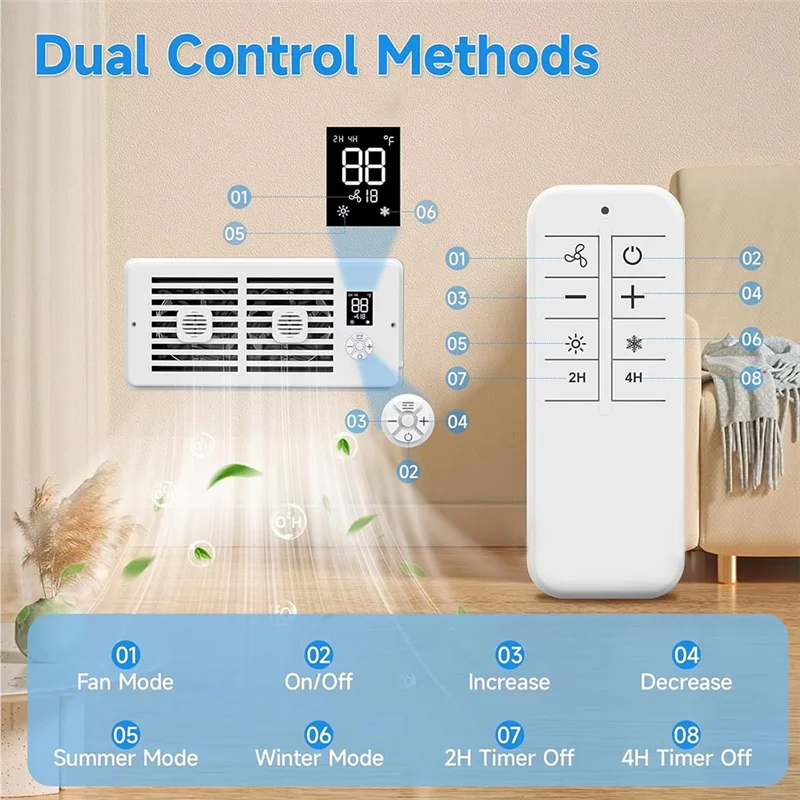 ABBK-усилительный вентилятор 4X10 дюймов, умный вентилятор с подогревом, охлаждающим вентилятором, дистанционное управление, термостат, управление для офиса, дома, вилка стандарта США