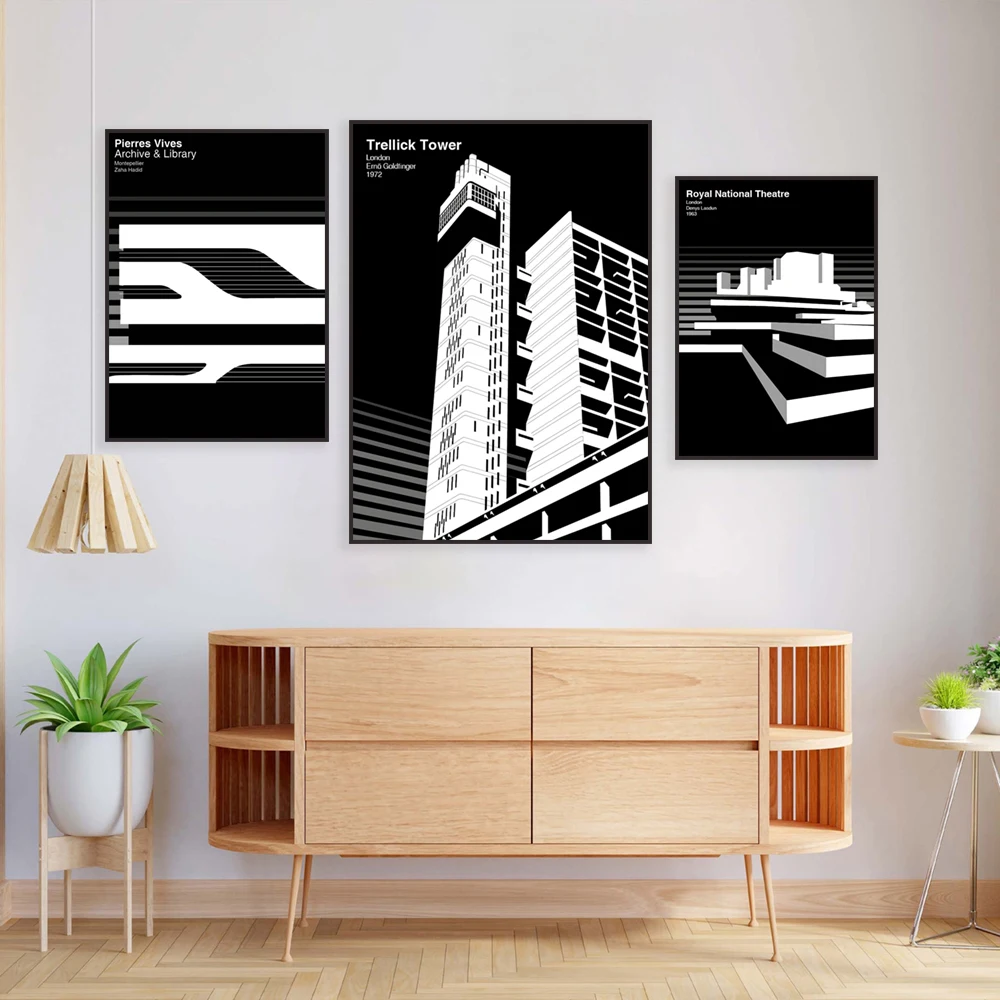 العمارة المميزة - الوحشية، برج تعريليك، لندن، المسرح الوطني الملكي لندن، العمارة الوحشية ملصق جدار الفن