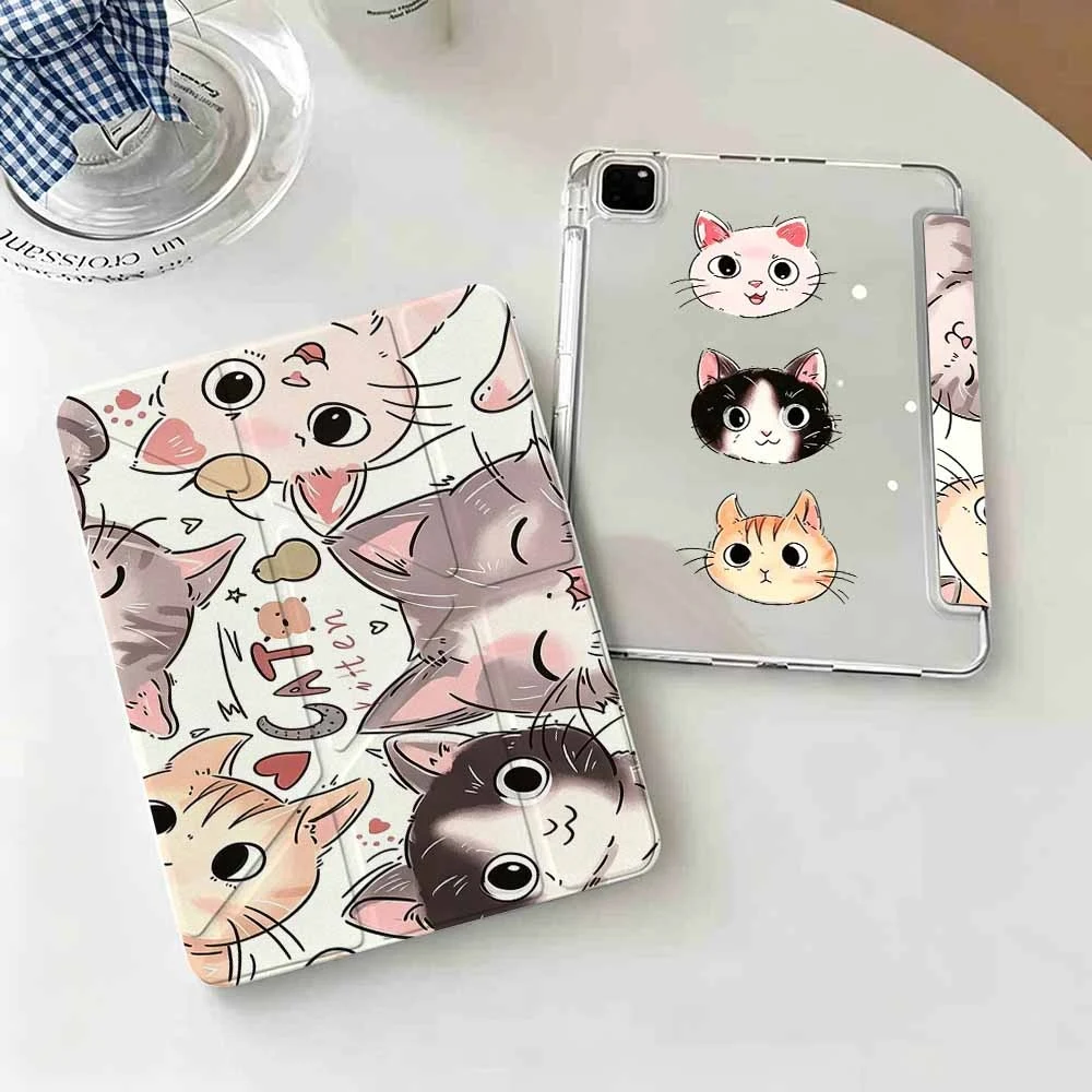 Cute Cat Collection For iPad Pro 11 12.9 13 A16 M2 M4 M3 M5 Shell 9.7 10.2 5/6/7/8/9/10/11th Mini Air 3 4 5 6 Cover