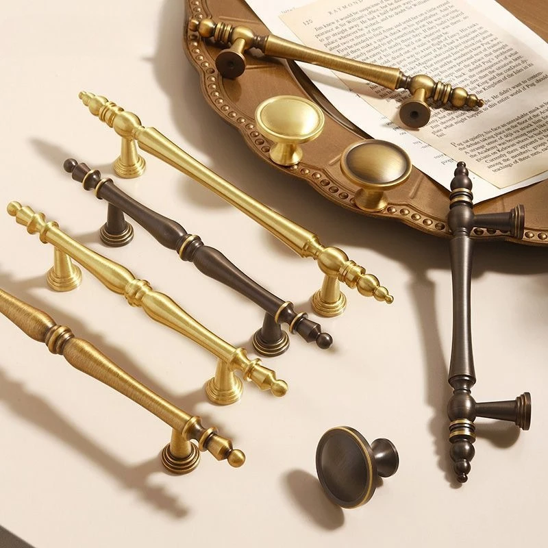 

Французская ретро бронзовая латунная ручка с одним отверстием, дверца ящика, антикварная ручка шкафа