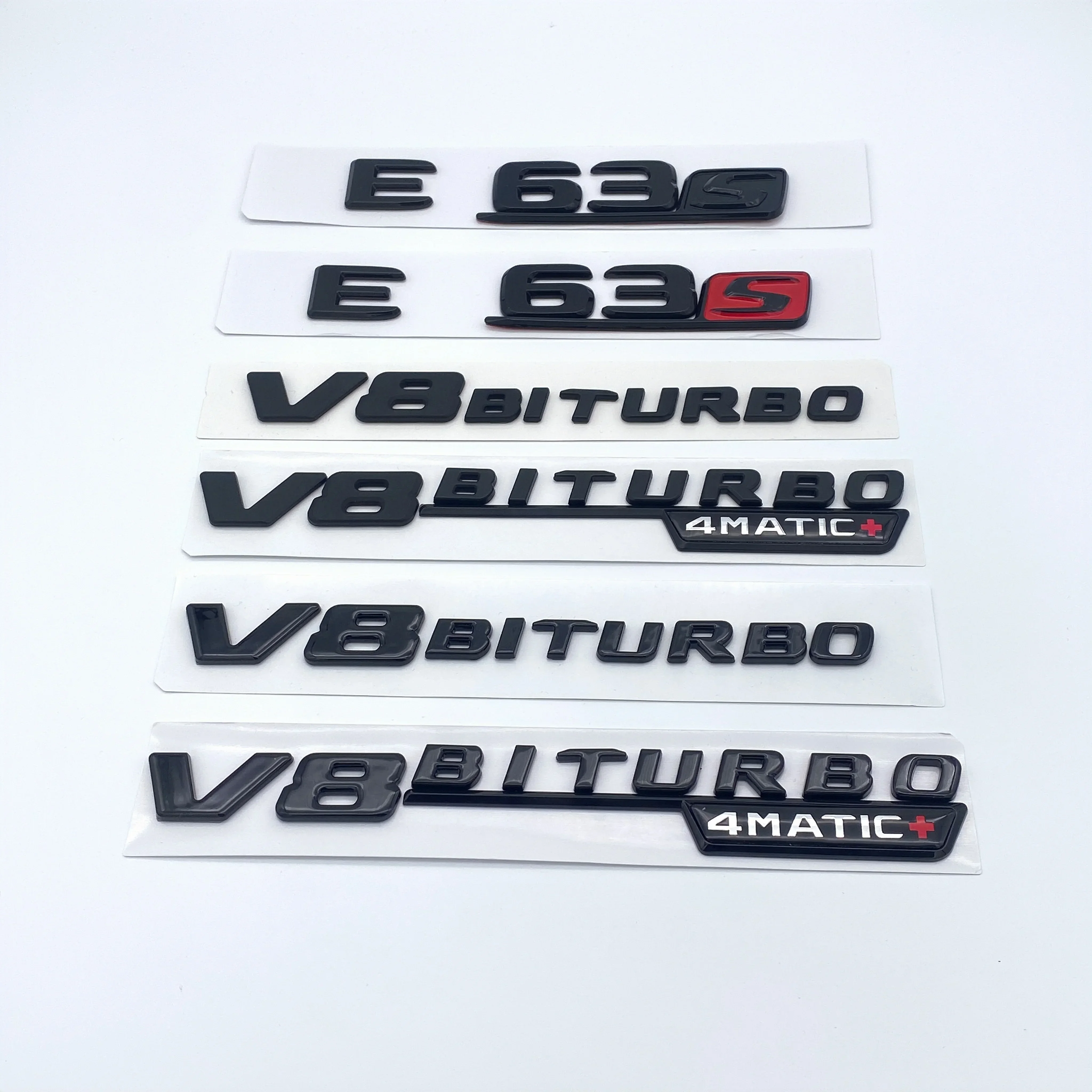 3D Flat Font ABS E63 E63S V8 Biturbo 4Matic AMG Emblem Badge Sticker for Mercedes Benz W213 Car Trunk Logo Sticker