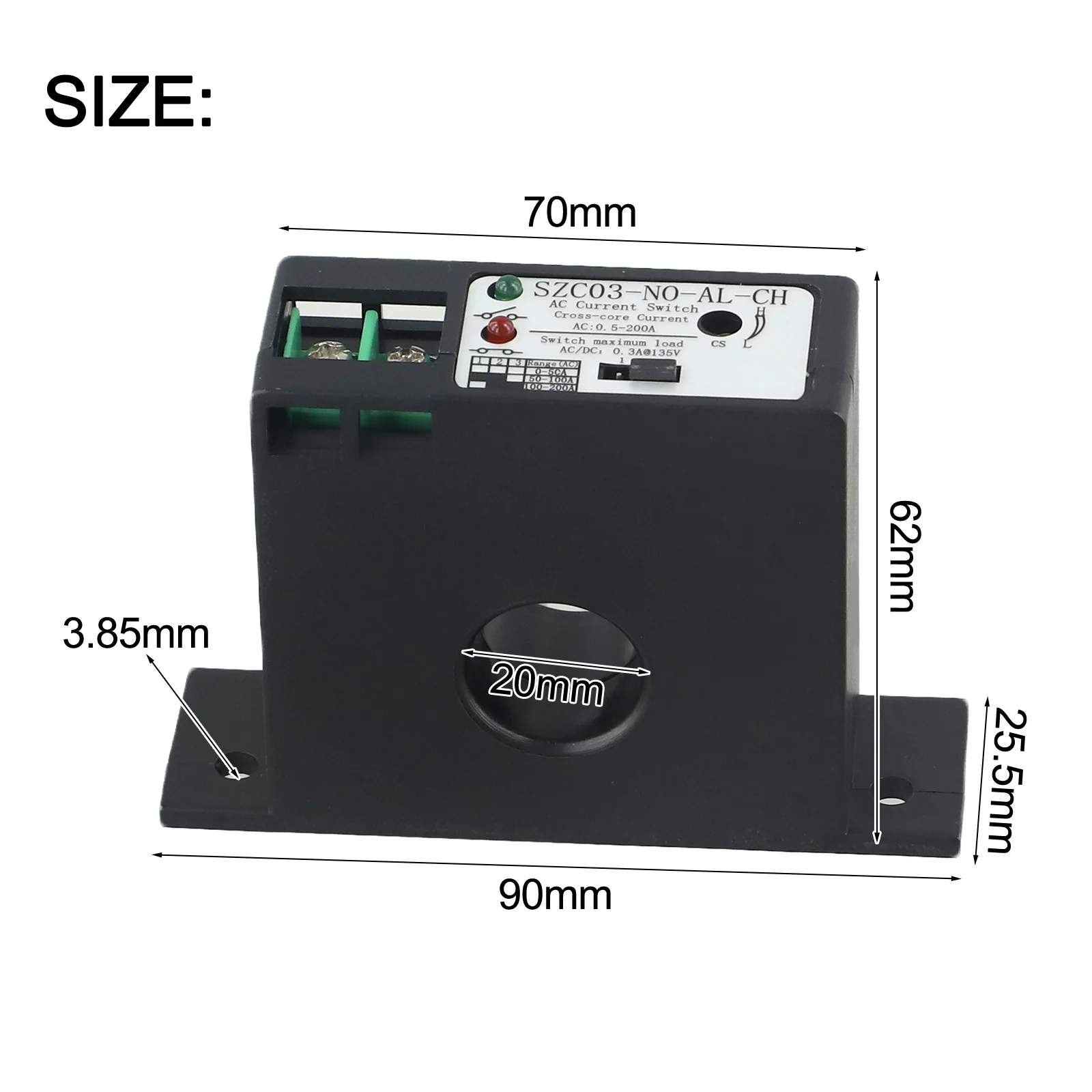 

Compact Current Sensing Switch SZC03 Model for AC Measurement up to 200A with Installation in Automation Systems