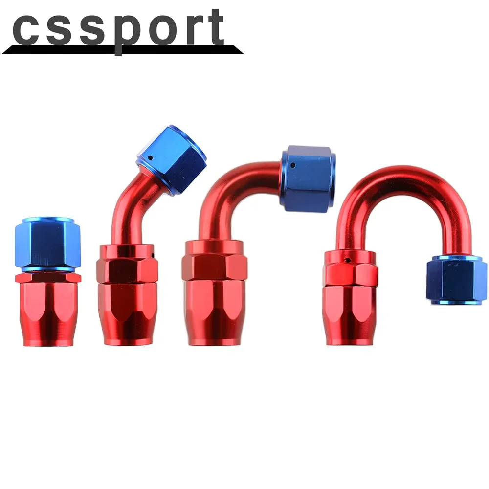 

2 Pcs AN4 6 8 10 12 Straight 0°/45°/90°/180° Degree Aluminum Swivel Hose End Fitting Adapter Oil Fuel Line NPT PLUG TF-1001