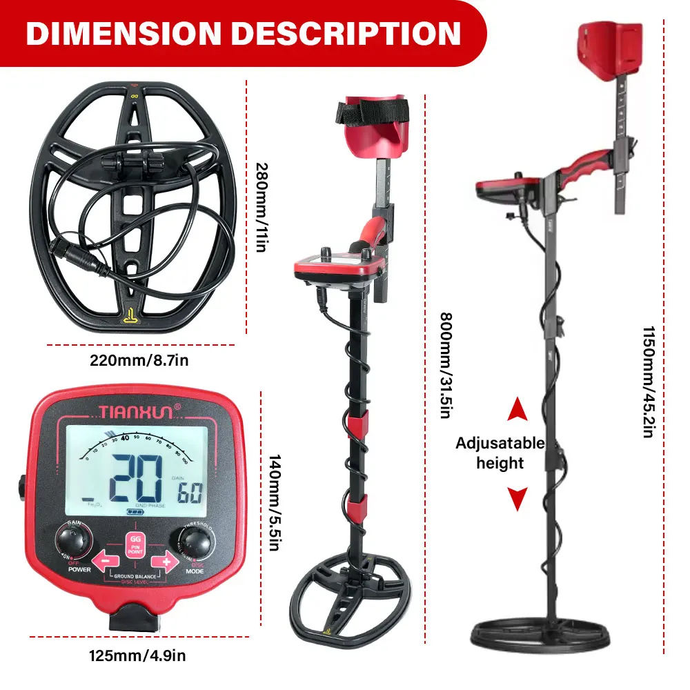 Metal Detector TX-850L Gold Metal Detector High Performance Underground Metal Detector Finder Treasure Hunter