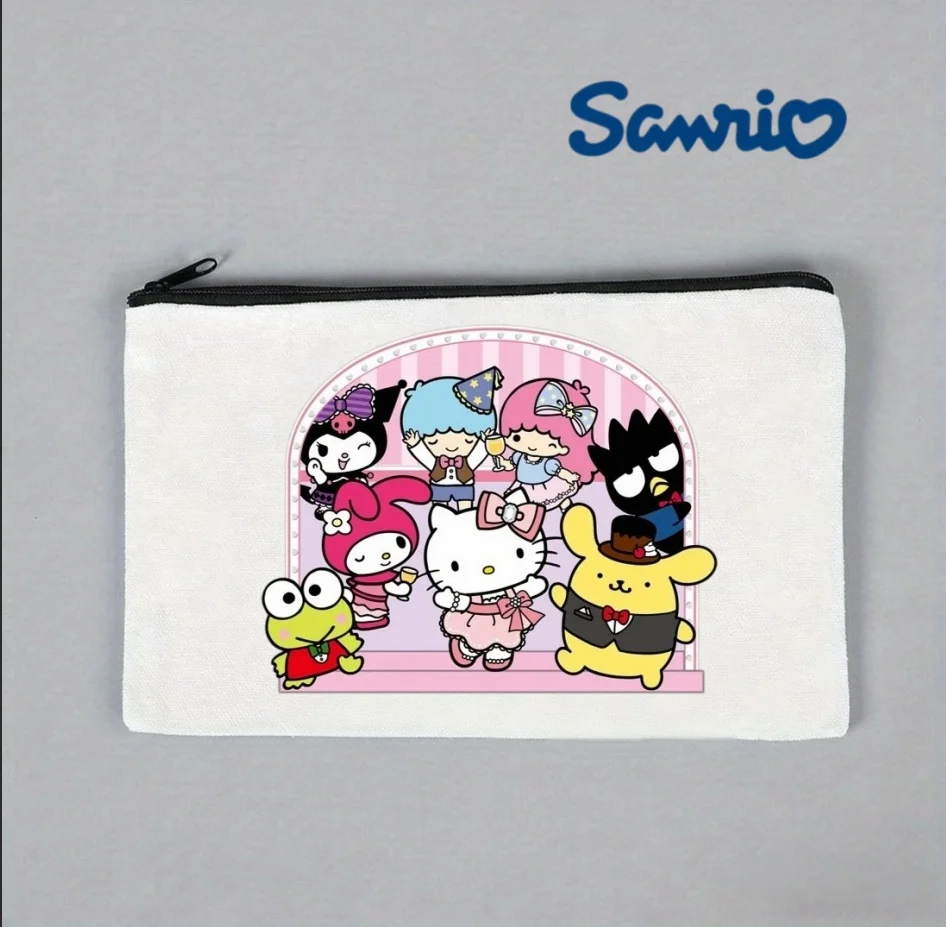 

1PC Sanrio Characters Party Canvas Makeup Bag, Hello Kitty & Friends Cosmetic Pouch