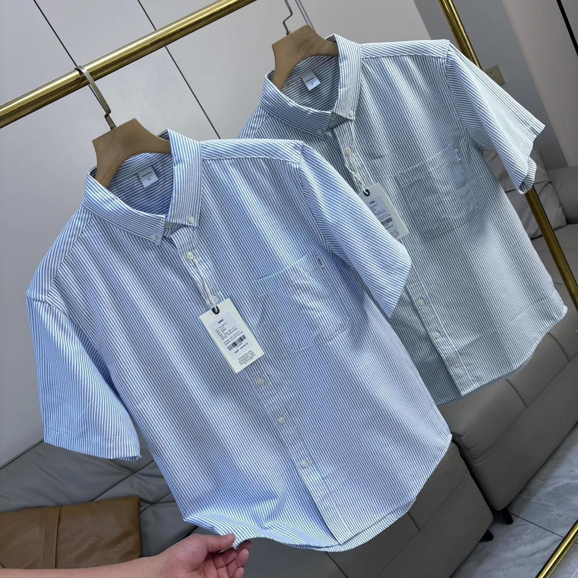 

Классическая мужская летняя повседневная полосатая рубашка с коротким рукавом, дышащая, удобная, приталенного кроя, модная, базовая, от китайского бренда