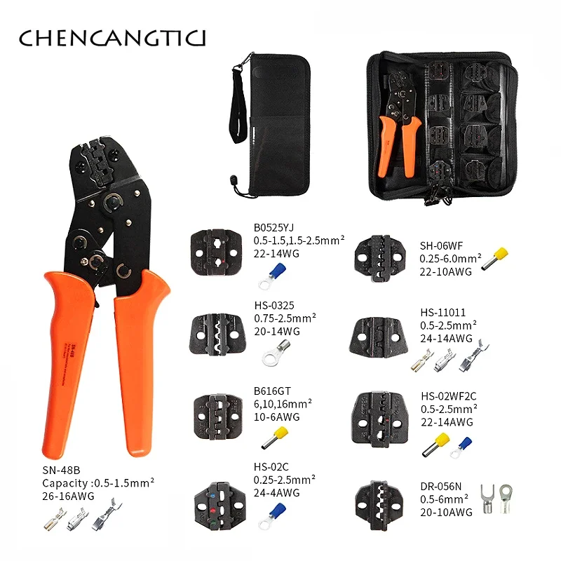 

1 Set Sn-48B Crimping Tool for 0.6- 4.8 Terminal Crimper Crimping Pliers Wire 0.5-1.5 mm² Alicate AWG 20-15 Hand Tool Kit