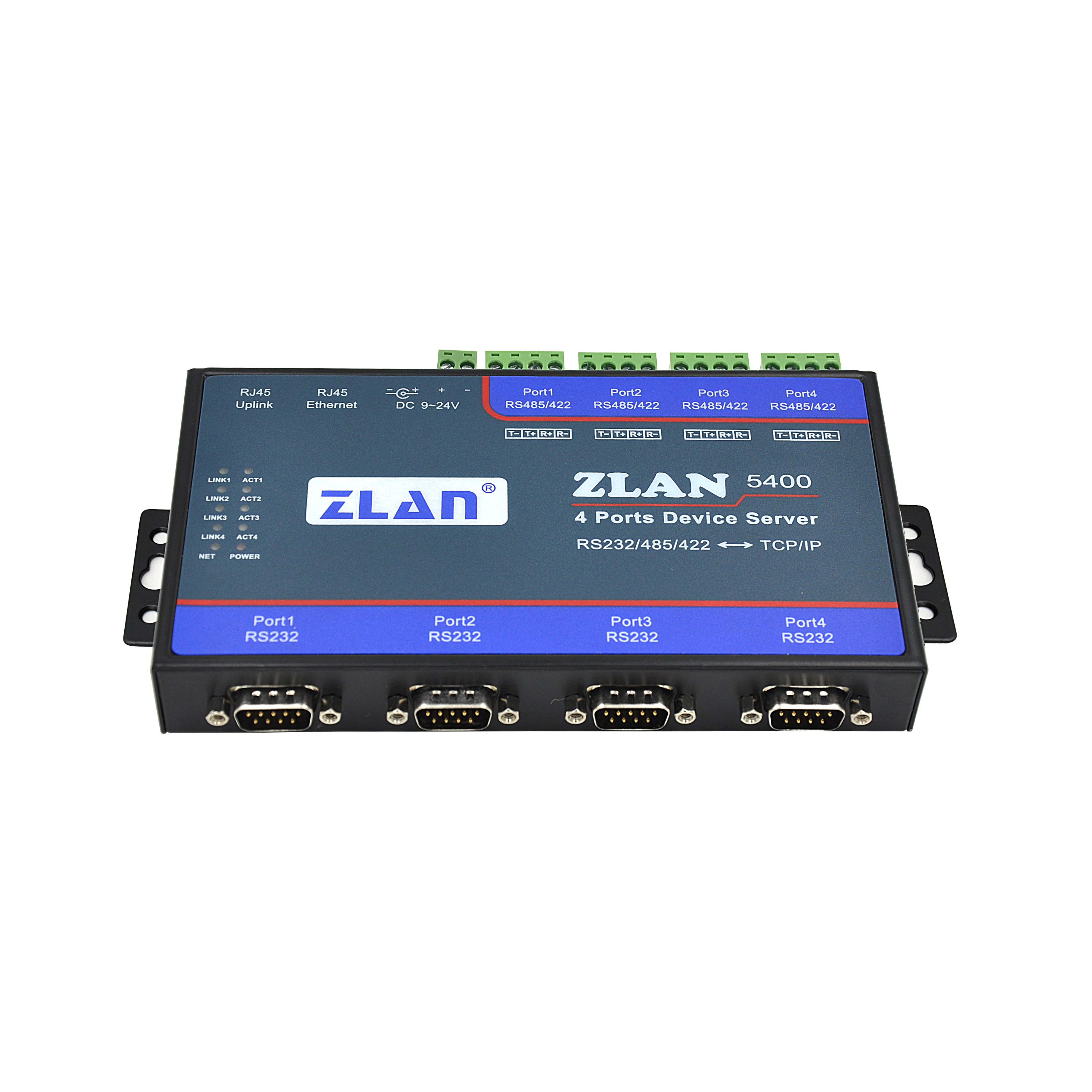 ZLAN5400 4พอร์ต RS232 485 422ไปยัง Ethernet TCP IP RJ45หลายพอร์ตแปลงอุปกรณ์เซิร์ฟเวอร์อนุกรม