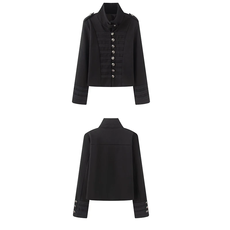 Guobioziy Women's Punk Slim-Fit Wool Coat 2026 Spring-Autumn Solid Color Studded French Casual Fashion Trendy Daily Street Style