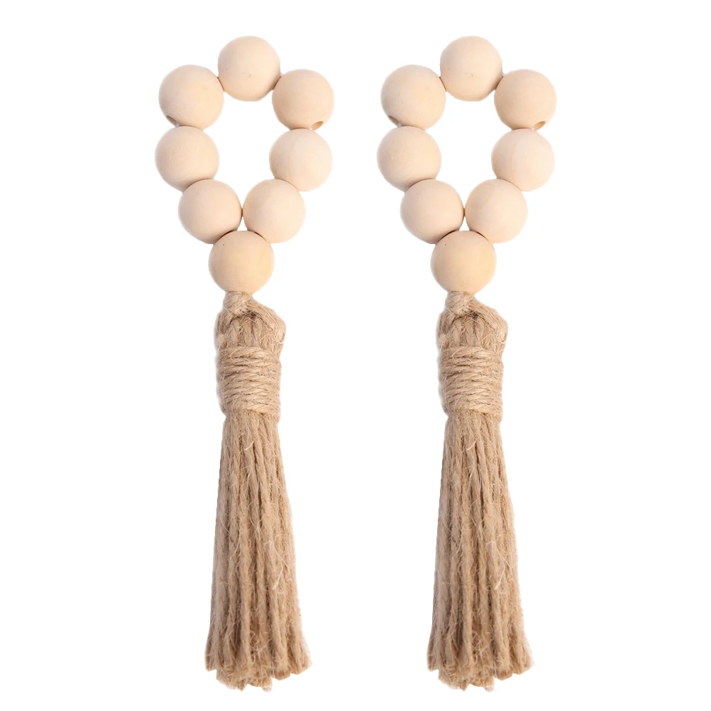 

Wooden Bead Tassel Napkin Bright Color Term Use Wear Resistant Decorative Serviette Household Buckle Table