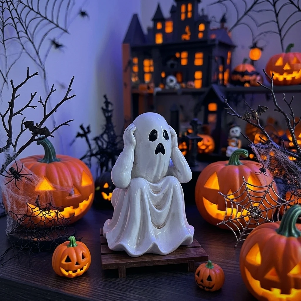 Halloween Resin Ghost Figurine Creative Miniature Floating Landscape Ornament For Party Spooky Decor Home Office Window Display