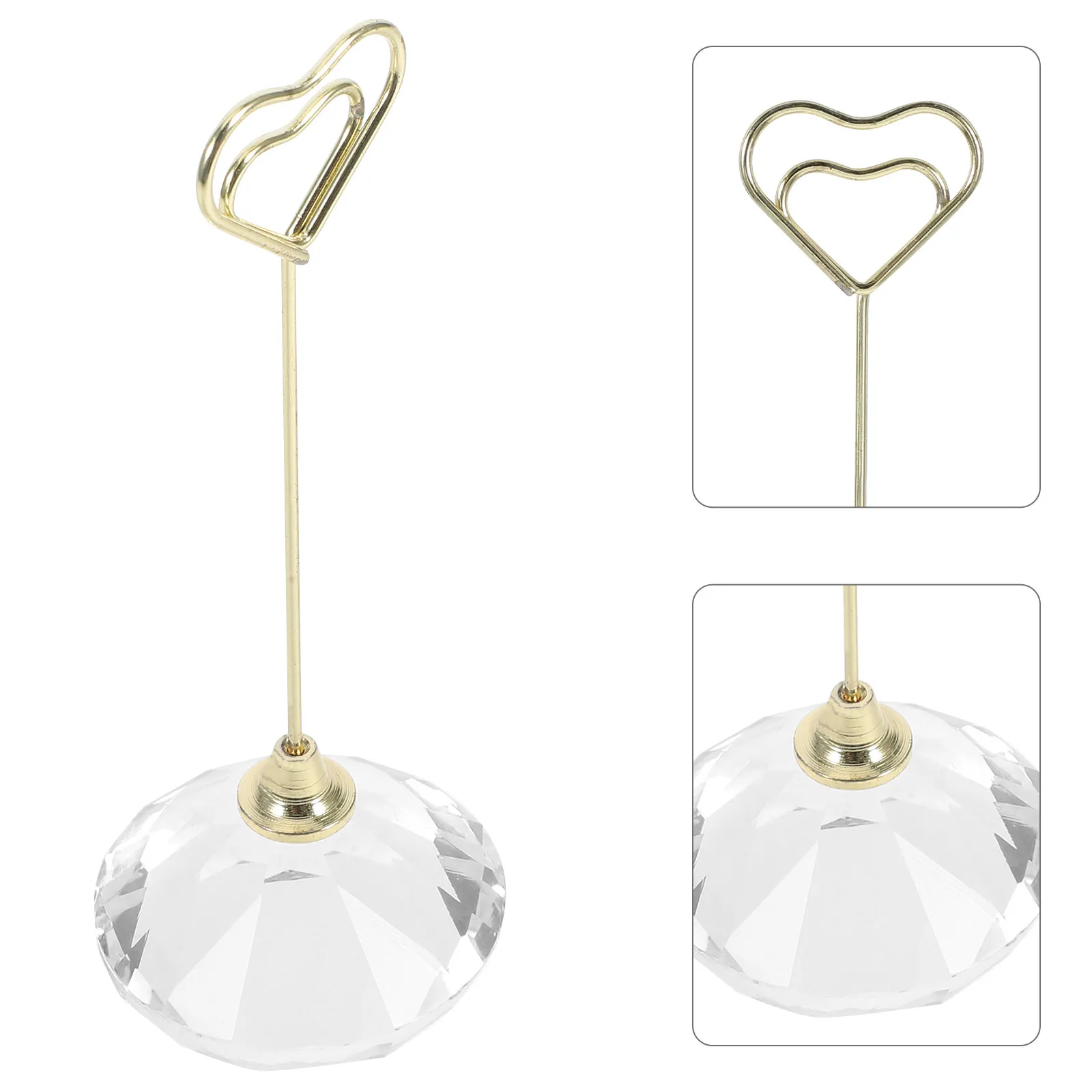 Elegant Crystal Photo Clip Holder Desk Organizer for Photos Notes Cards Tabletop Display Wedding Reception Office Decor Place
