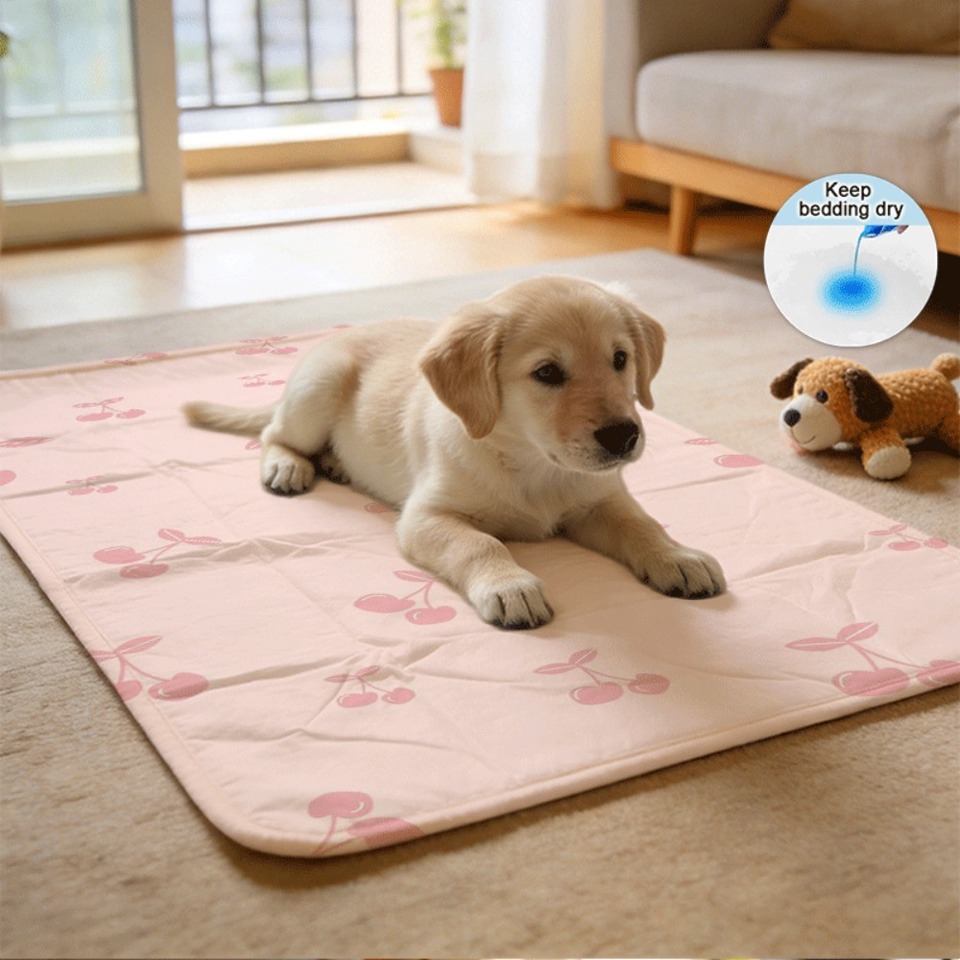  Sweet and delicate pink cherry Reusable Dog Training Pads Water Resistant Backing for Floor Protection 