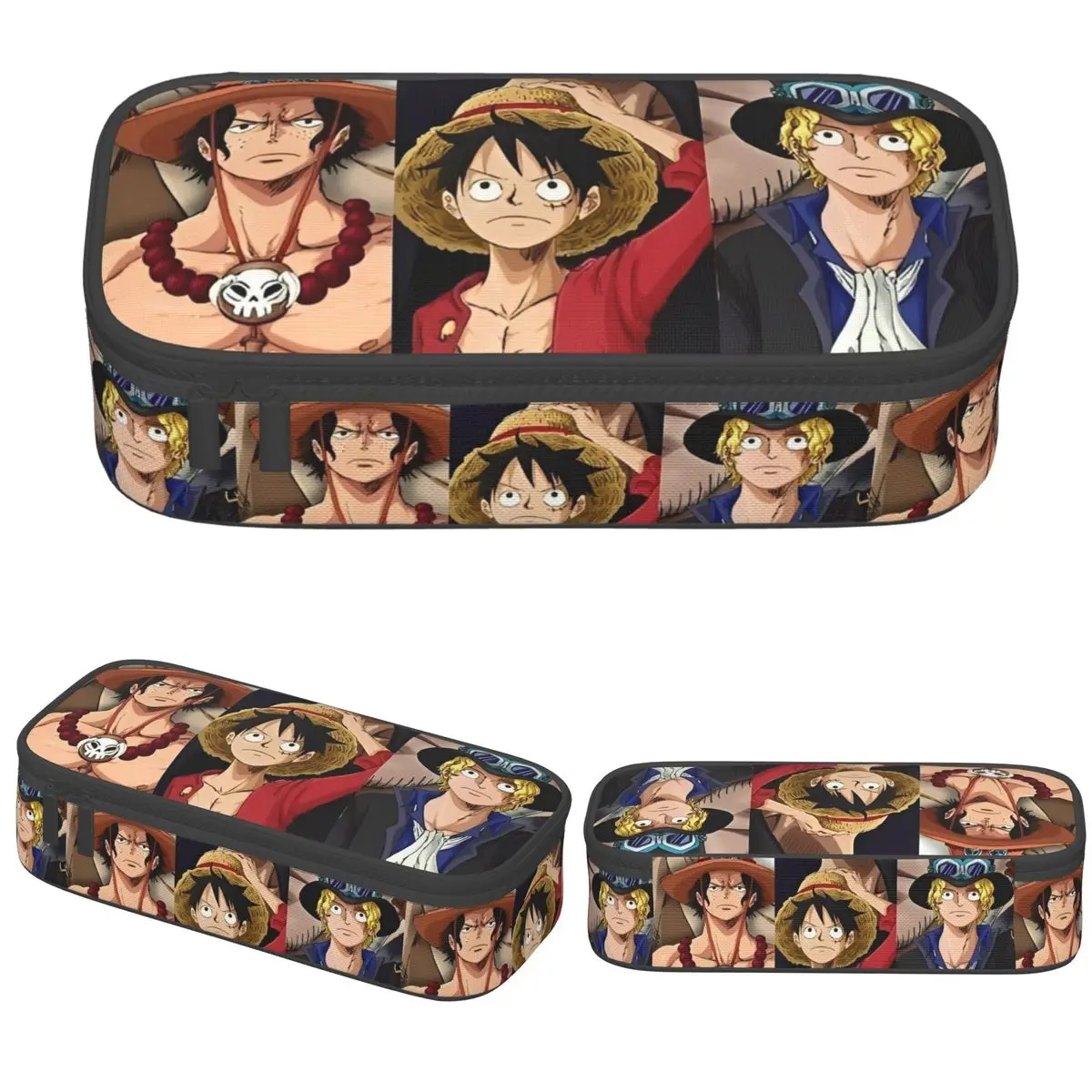

One Piece Ace Luffy Sabo Pencil Case Pen Makeup Bags Girls Boys Large Storage Students School Gift Pencilcases