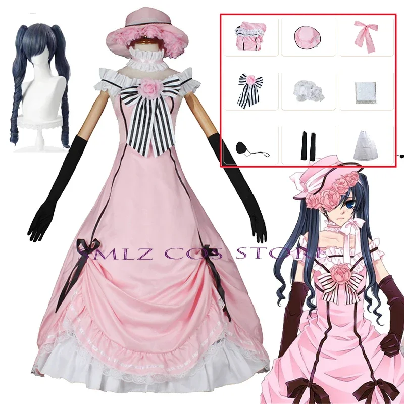 

Princess Victorian cosplay anime Ciel Phantomhive cosplay dress hat wig set Black Butler cosplay party Lolita outfit for women