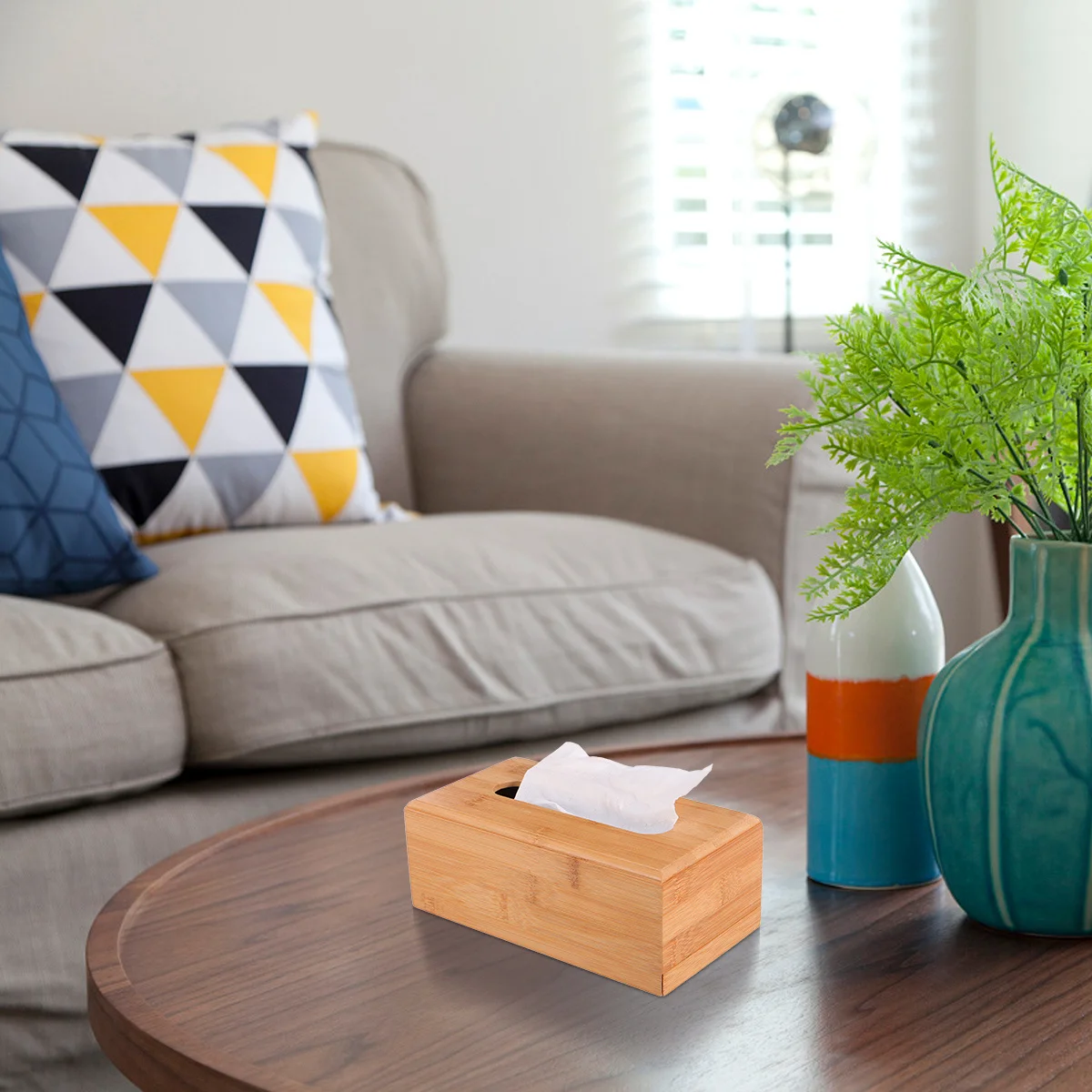 

1pc Wooden Tissue Box Bamboo Napkin Case Lightweight Paper Towel Holder For Home Living Room Office Vintage Tissue