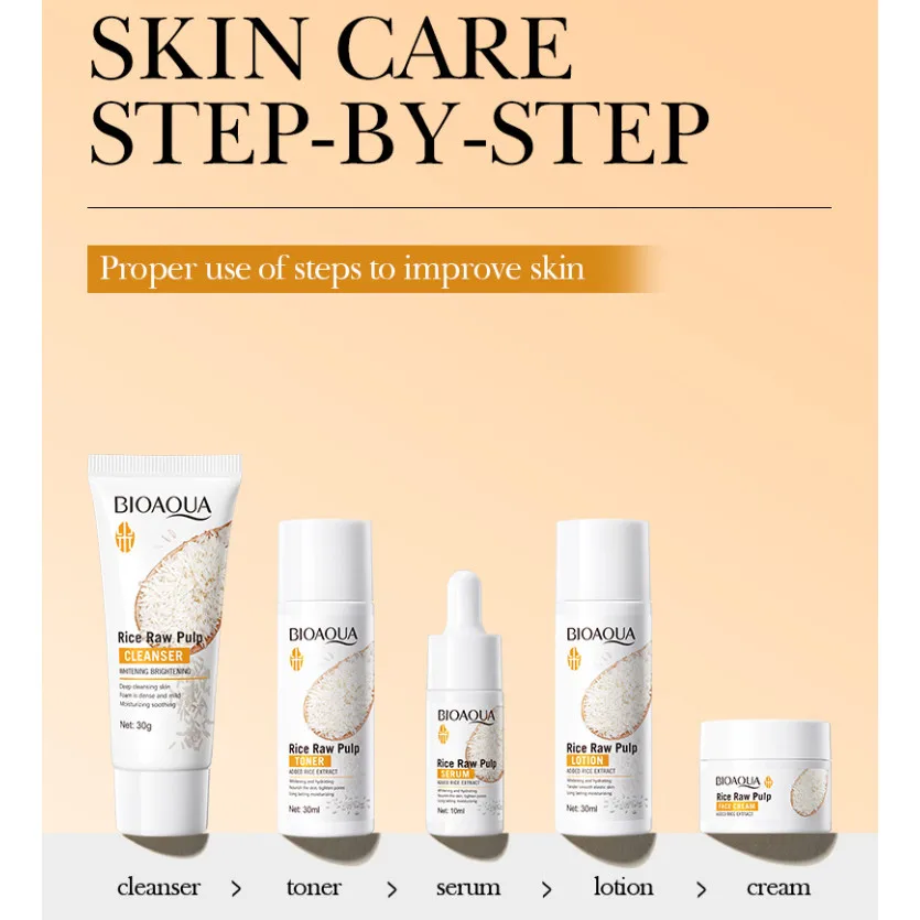 مجموعة BIOAOUA مكونة من 5 قطع لتبييض الأرز الخام للتنظيف والترطيب والتبييض #5