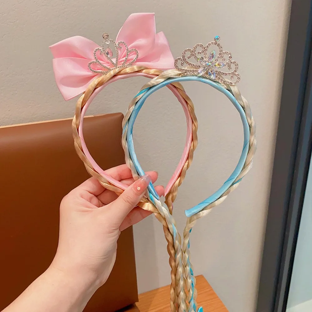 عصابة رأس تنكرية مبتكرة للفتيات ، شعر مستعار ، أميرة الثلج ، ندفة الثلج ، تاج ، زينة القوس ، إكسسوارات شعر مجففة