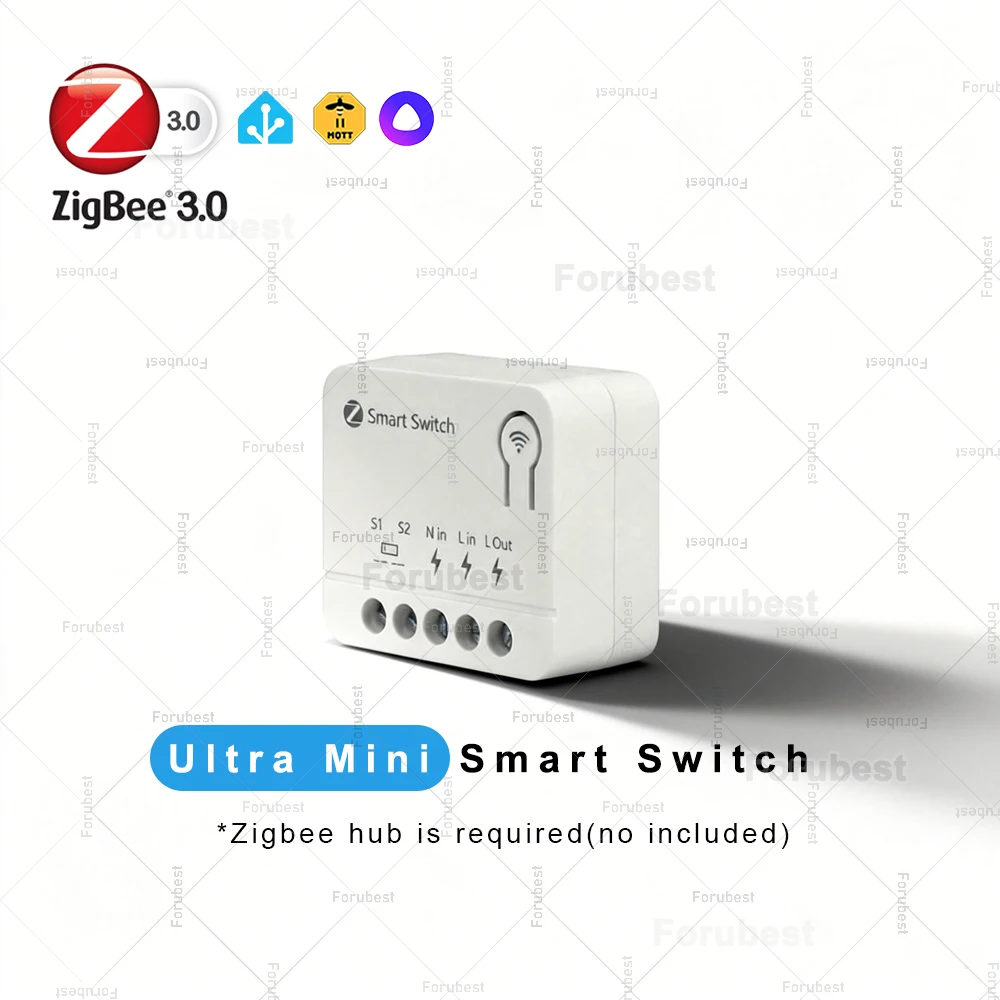 Zigbee 3.0 Mini Smart DIY Switch Smart Home 10A Relay Automation Module Breaker App Remote Control Support Home Assistant Z2MQTT