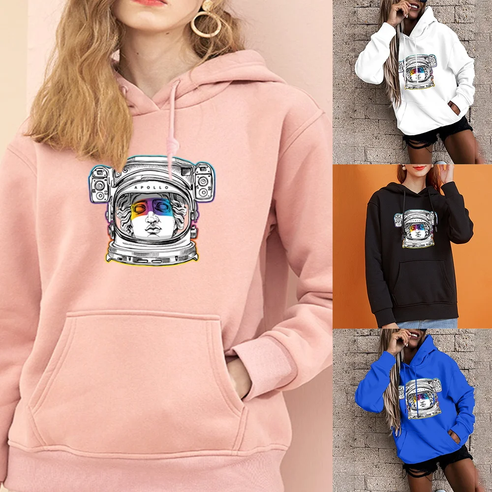 

2022 Fashion Clothes Hoodie Women Casual Streetwear Harajuku Youth Sports Pullover Astronaut Printed Sweatshirt Long Sleeve Tops