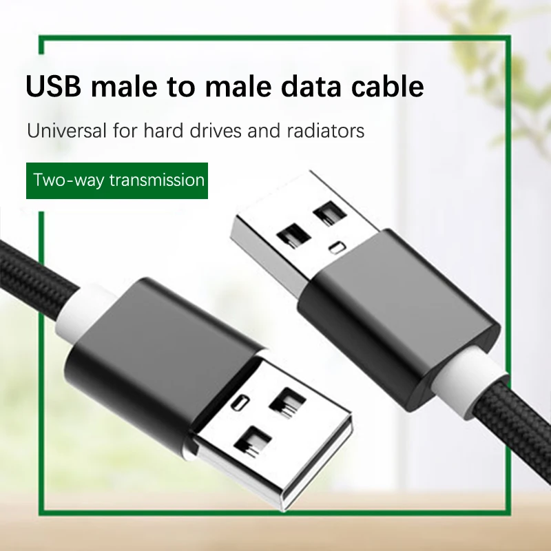 Double USB to USB Extension Cable For TV Box PC Radiator SSD Hard Disk Laptop Car USB A Cable Male to Male USB Extender Cord