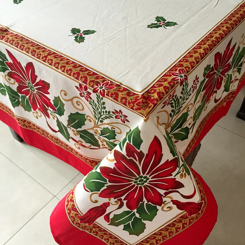 Christmas Tablecloth Waterproof Cloth Rectangular Round Tablecloth European Pastoral Style Coffee Table Cover Cloth Tablecloth