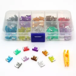 100/50pcs Car Truck Micro Blade Fuses 2A 3A 5A 7.5A 10A 15A 20A 25A 30A 35A AMP Mini Size Fuse Plastic Box Assortment with Clip