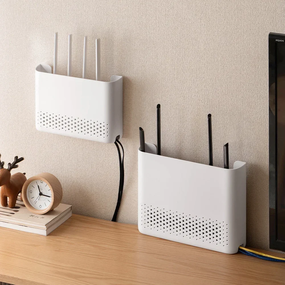 Router Storage Box Storage Racks Punch Free Wall Mounted Living Room Organizer WiFi Hider Wall Hanging Rack Headboard Shelf view 4