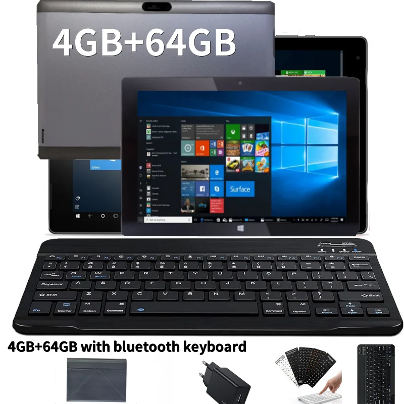 Top Sales 4GB RAM 64GB ROM 10.1 Inch 64 Bit 2in1 Windows Tablet PC with Detachable Keyboard Y01 HDMI-Compatible 1920 x 1200 IPS