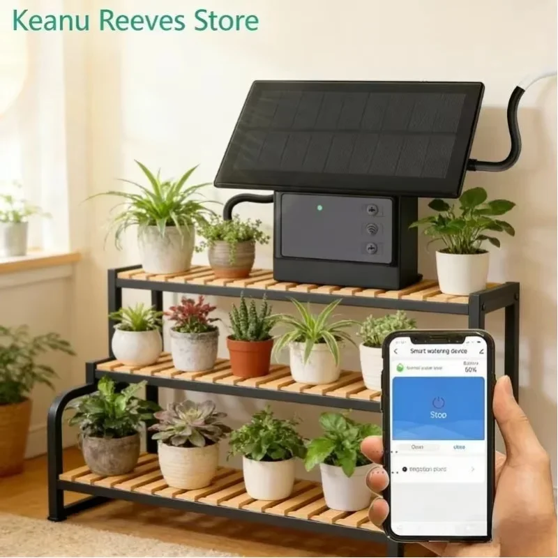 Tuya WiFi Solar Power Druppelbevloeiingssysteem Automatische Timerpomp Tuinbewateringsset 10/15 Koppen - afbeelding 2