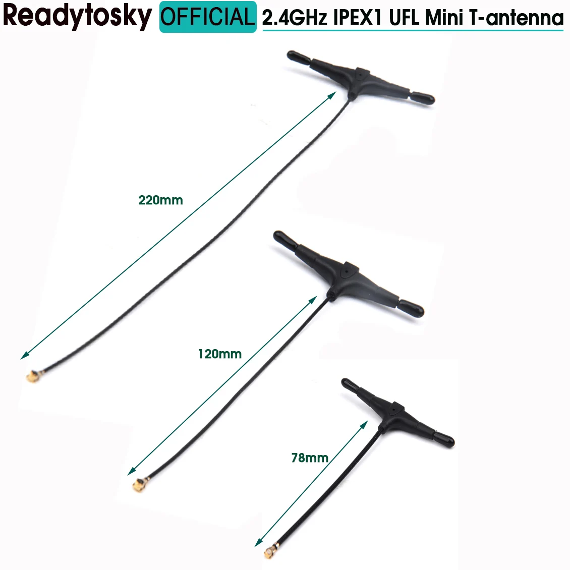 2.4GHz 2.4G IPEX1 UFL Mini T-antenna Antenna 78mm/120mm/220mm Suitable For FPV Nano RX ELRS Receiver Blacksheep Tracer Drone