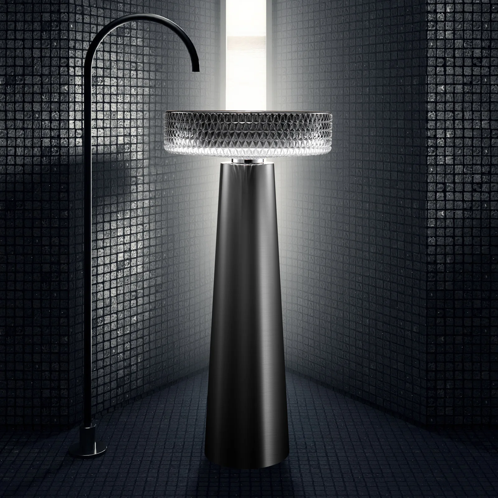 

Boweiya bathroom special shiny black glass toilet bathroom washstand upper basin hotel light luxury washbasin