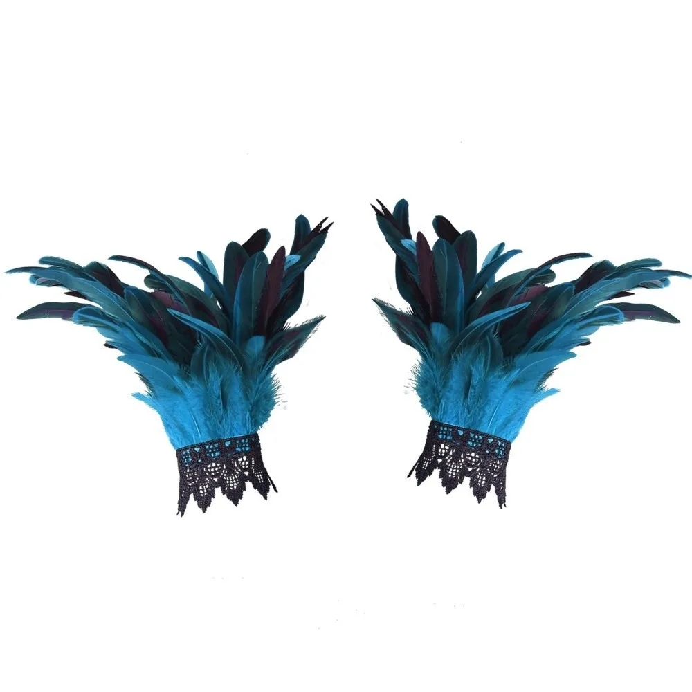 Fashion Black Fluffy Feather Wrist Cuffs Adjustable Lace Plume Bracelet Gothic Punk Wristband Stage Performance