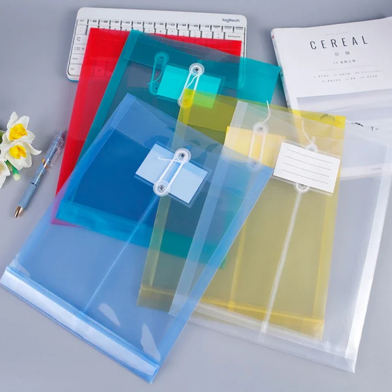 50pcs lots Thickened A4 File Bag with Note Sticker Office Business Bag Holder Student Test Paper Storage Bags Label Tab